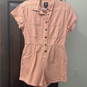 Urban Outfitters BDG Peach Button-Up Denim Romper